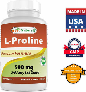 Best Naturals L-Proline 500 mg 120 Capsules - shopbestnaturals.com