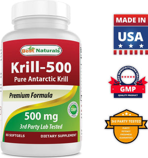 Best Naturals Krill Oil 500 mg 60 Softgels - shopbestnaturals.com