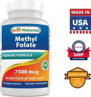 Best Naturals MethylFolate 7500 mcg 60 Veg Capsules - shopbestnaturals.com