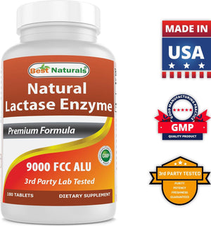 Best Naturals Natural Lactase Enzyme 9000 FCC ALU 180 Tablets