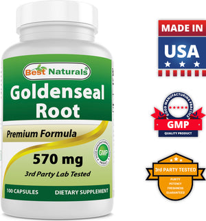 Best Naturals Goldenseal Root 570 mg 100 Capsules
