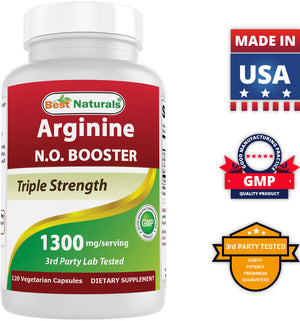 Best Naturals L-Arginine NO BOOSTER 1300 mg 120 Vegetarian Capsules