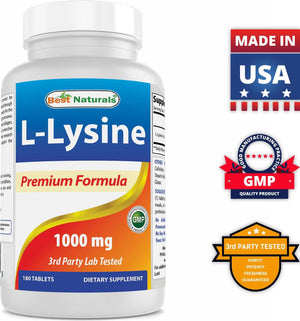 Best Naturals L-Lysine 1000 mg 180 Tablets - shopbestnaturals.com